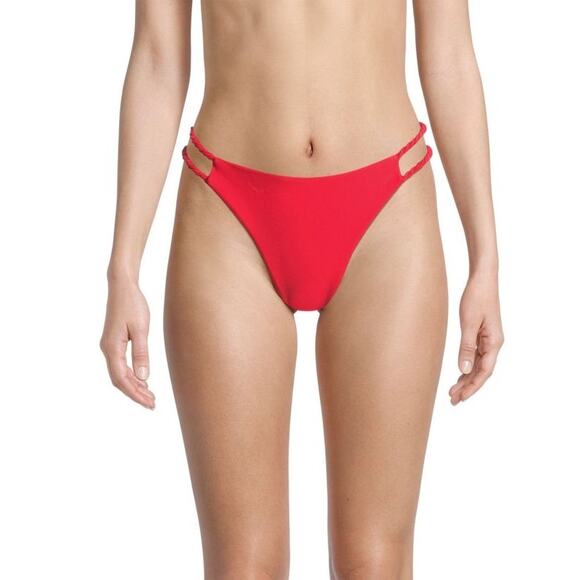 Ramy Brook Lisa Red Braided Side Bikini Swimsuit Bottoms Size Small - Picture 1 of 6